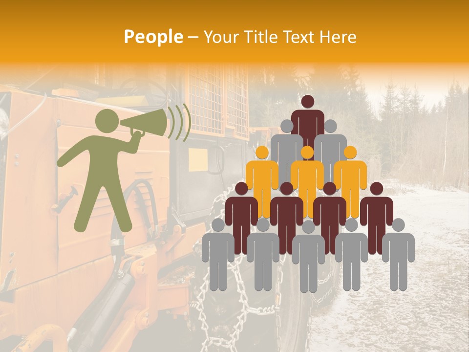 A Yellow Tractor Is Parked In The Snow PowerPoint Template
