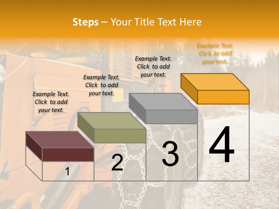 A Yellow Tractor Is Parked In The Snow PowerPoint Template