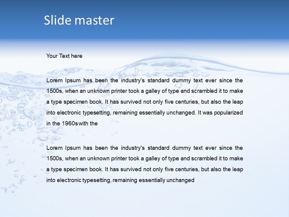 A Blue Water Powerpoint Presentation With Bubbles PowerPoint Template