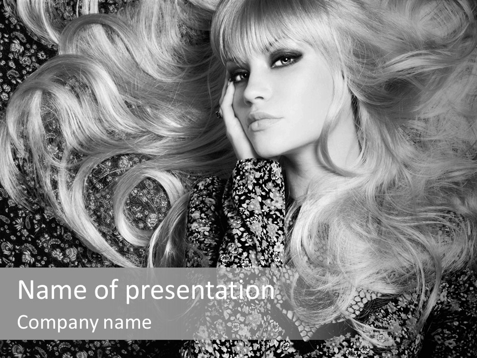 A Beautiful Blond Woman With Long Hair Powerpoint Template PowerPoint Template
