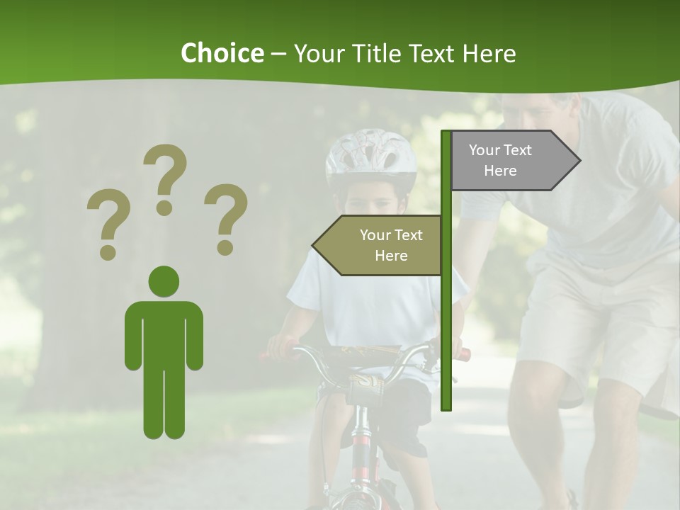 A Man Riding A Bike Next To A Little Boy PowerPoint Template