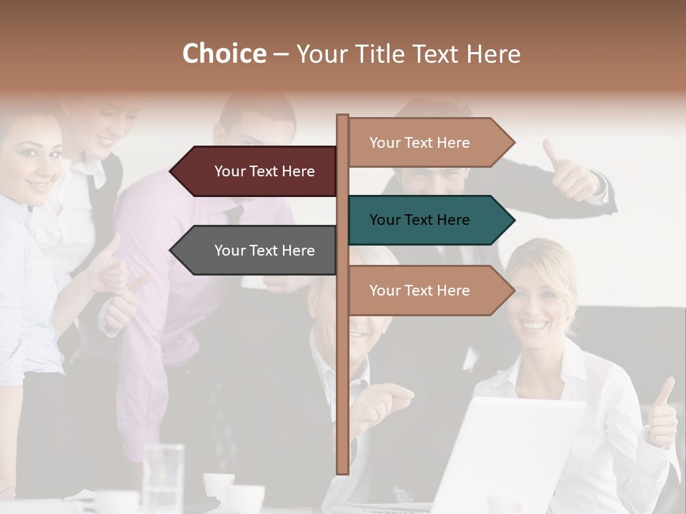 A Group Of Business People Giving Thumbs Up PowerPoint Template