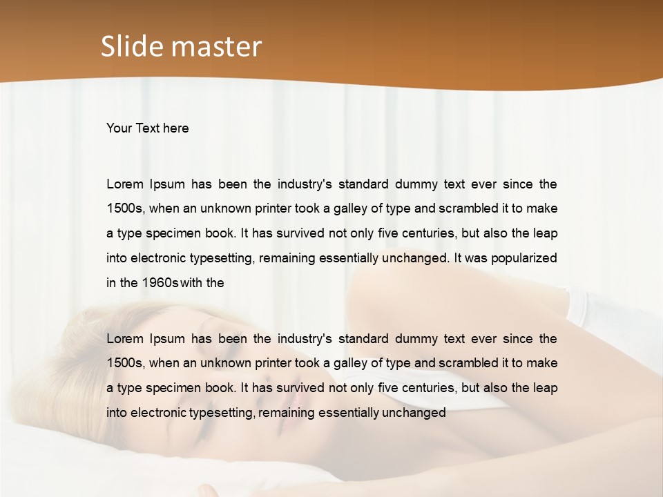 A Woman Sleeping On A Bed With Her Eyes Closed PowerPoint Template