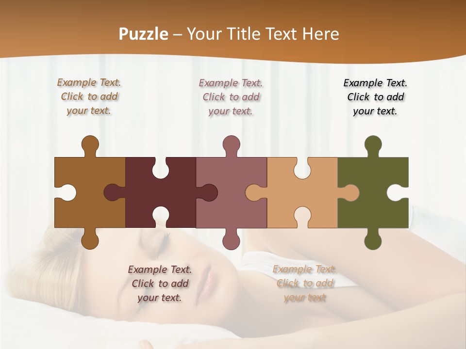 A Woman Sleeping On A Bed With Her Eyes Closed PowerPoint Template