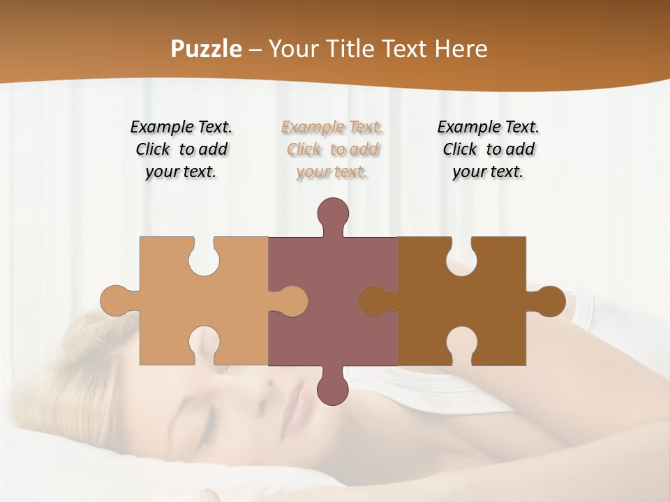 A Woman Sleeping On A Bed With Her Eyes Closed PowerPoint Template