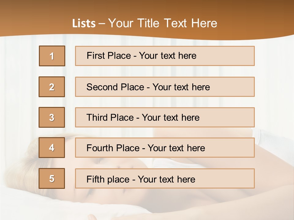 A Woman Sleeping On A Bed With Her Eyes Closed PowerPoint Template