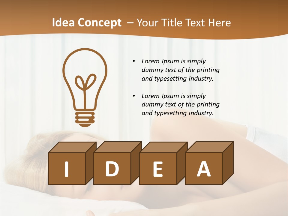 A Woman Sleeping On A Bed With Her Eyes Closed PowerPoint Template