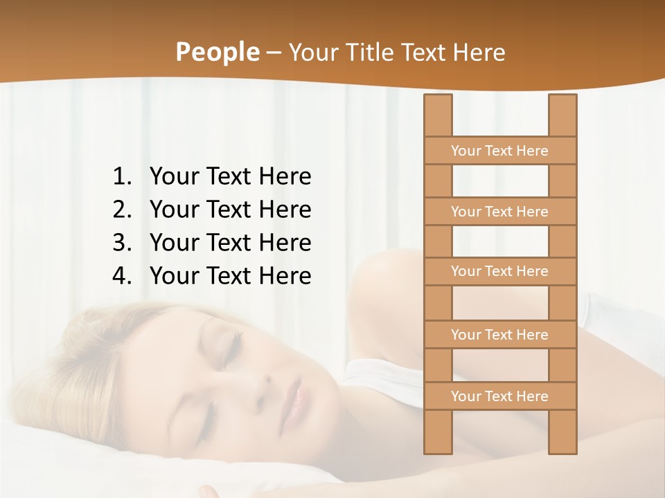 A Woman Sleeping On A Bed With Her Eyes Closed PowerPoint Template