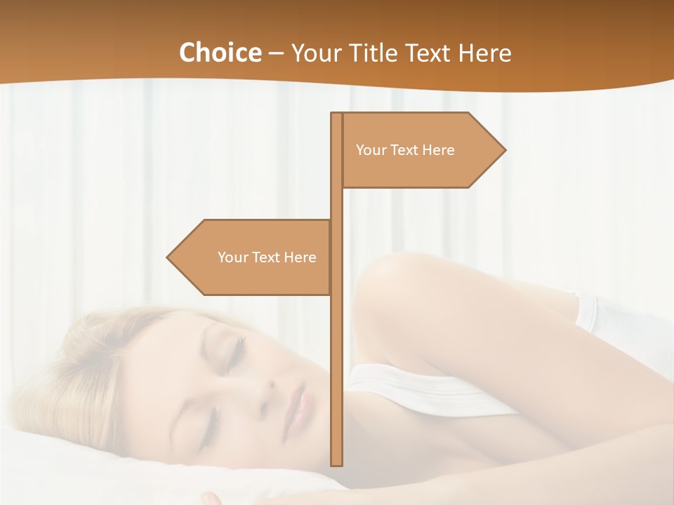 A Woman Sleeping On A Bed With Her Eyes Closed PowerPoint Template