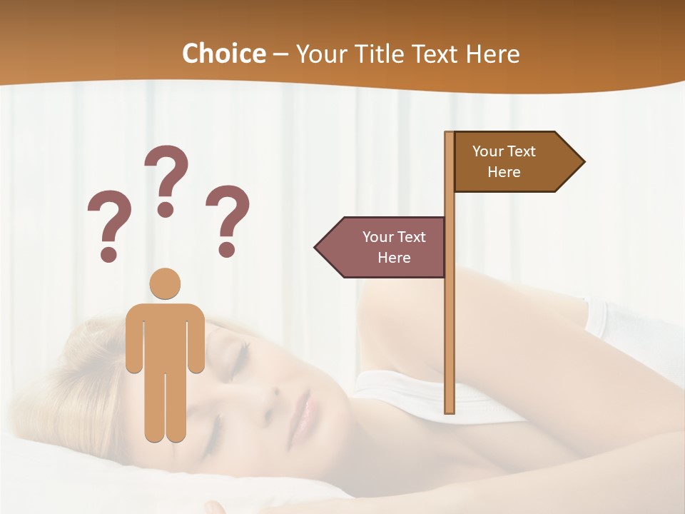 A Woman Sleeping On A Bed With Her Eyes Closed PowerPoint Template