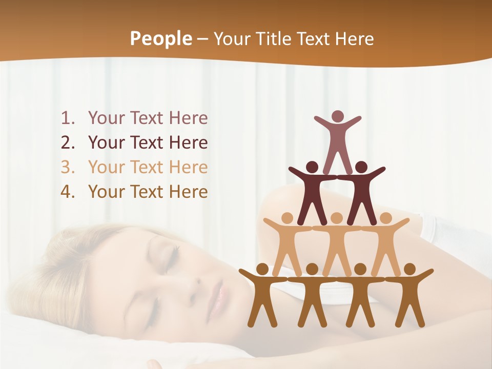 A Woman Sleeping On A Bed With Her Eyes Closed PowerPoint Template