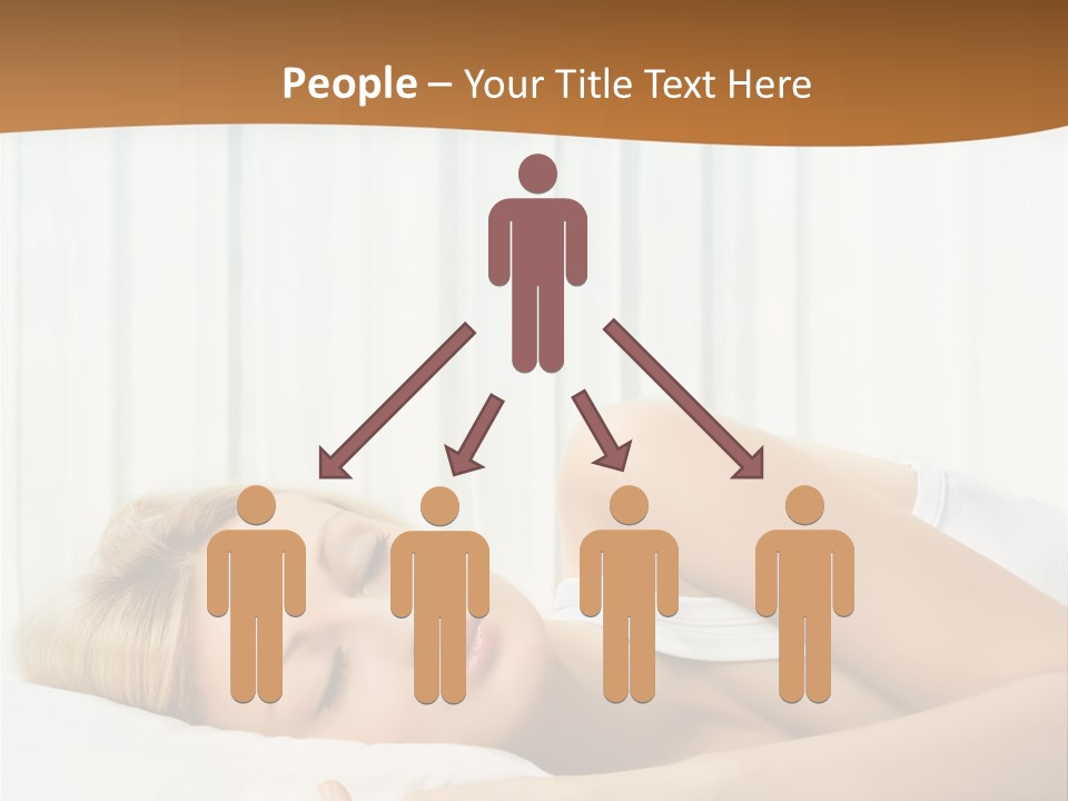 A Woman Sleeping On A Bed With Her Eyes Closed PowerPoint Template