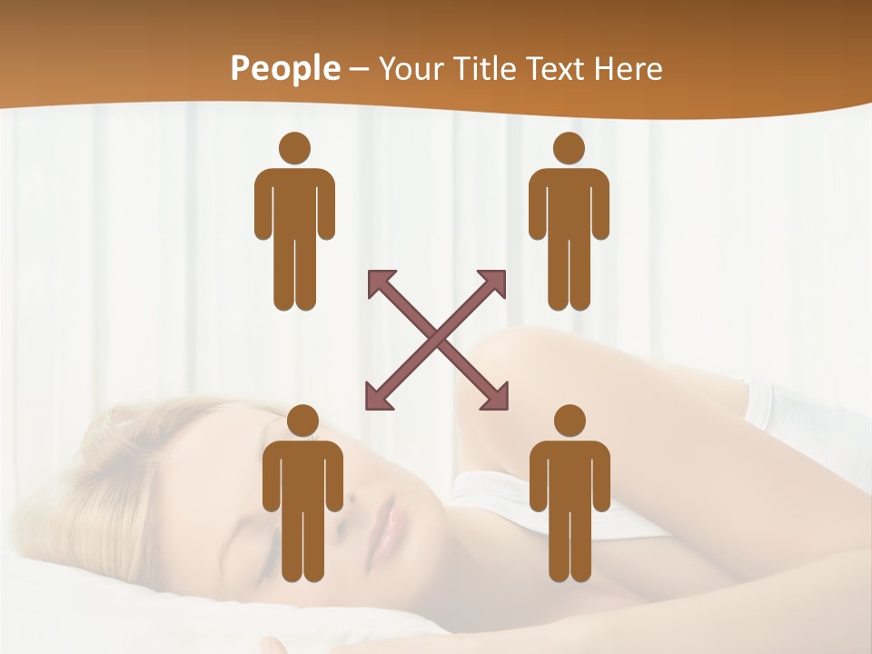 A Woman Sleeping On A Bed With Her Eyes Closed PowerPoint Template