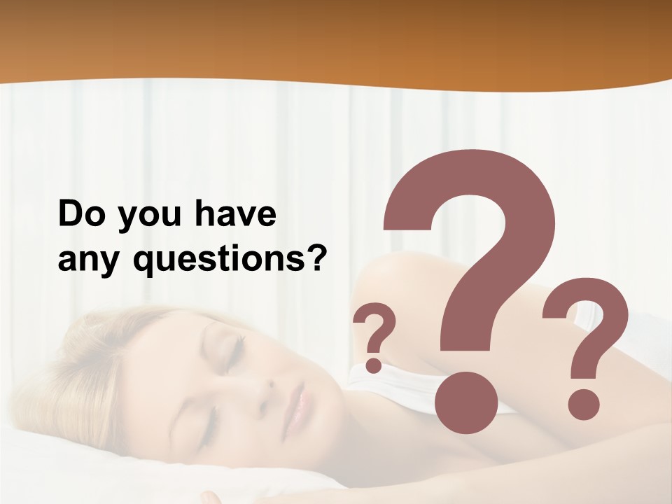 A Woman Sleeping On A Bed With Her Eyes Closed PowerPoint Template