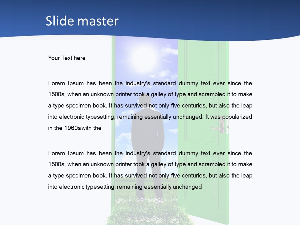 A Man Standing In Front Of A Green Door PowerPoint Template