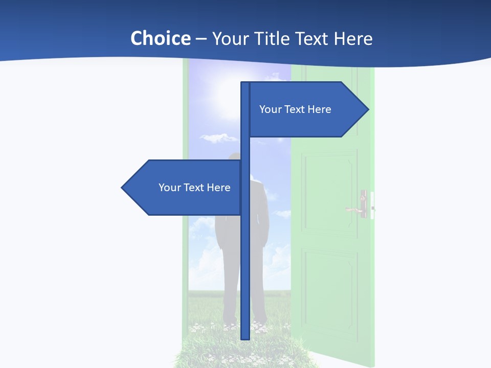 A Man Standing In Front Of A Green Door PowerPoint Template