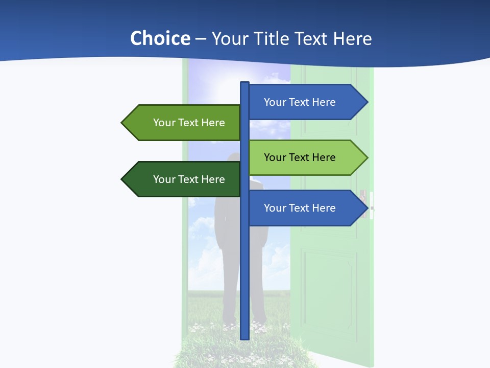 A Man Standing In Front Of A Green Door PowerPoint Template