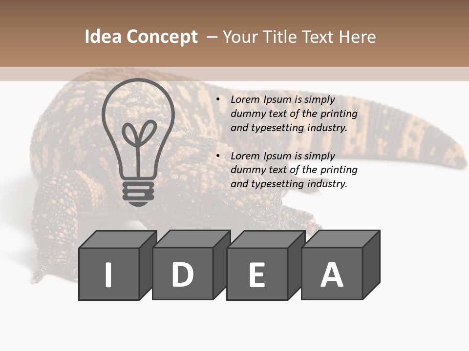 A Brown And Black Lizard On A White Background PowerPoint Template