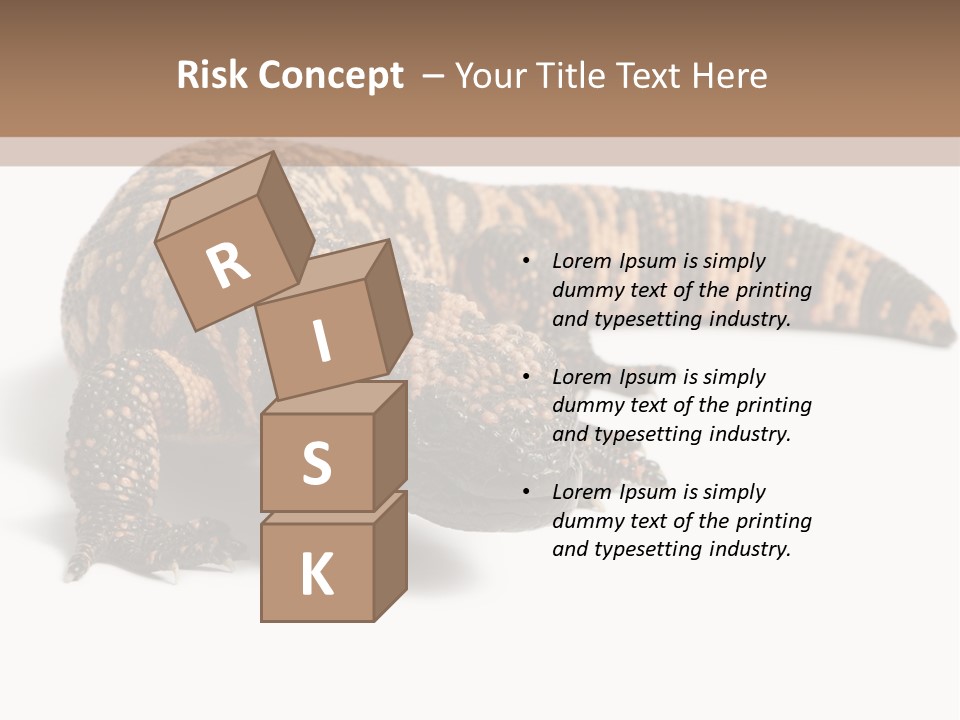 A Brown And Black Lizard On A White Background PowerPoint Template