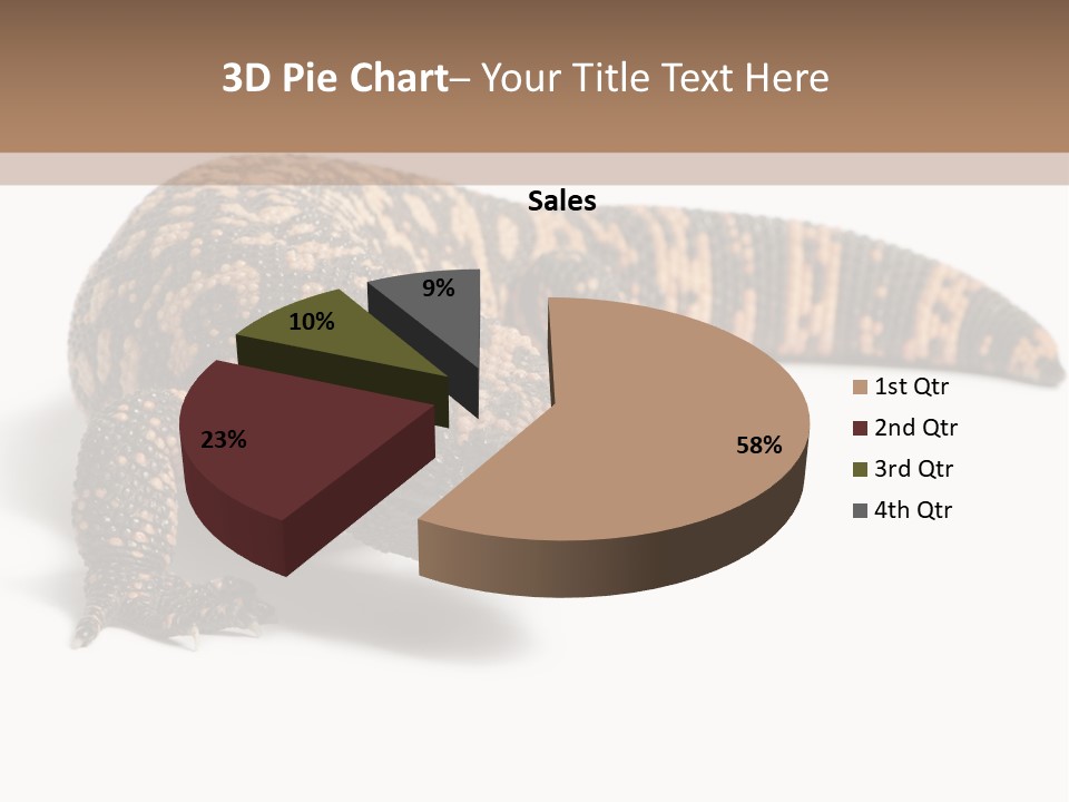 A Brown And Black Lizard On A White Background PowerPoint Template