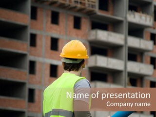 A Man In A Yellow Safety Vest And Hard Hat PowerPoint Template