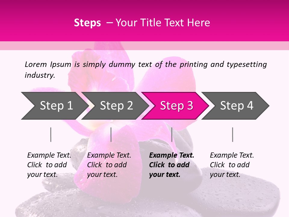 A Pink Flower Sitting On Top Of Black Rocks PowerPoint Template