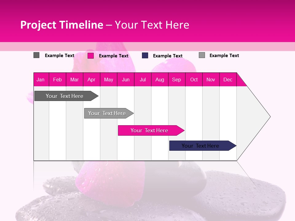 A Pink Flower Sitting On Top Of Black Rocks PowerPoint Template