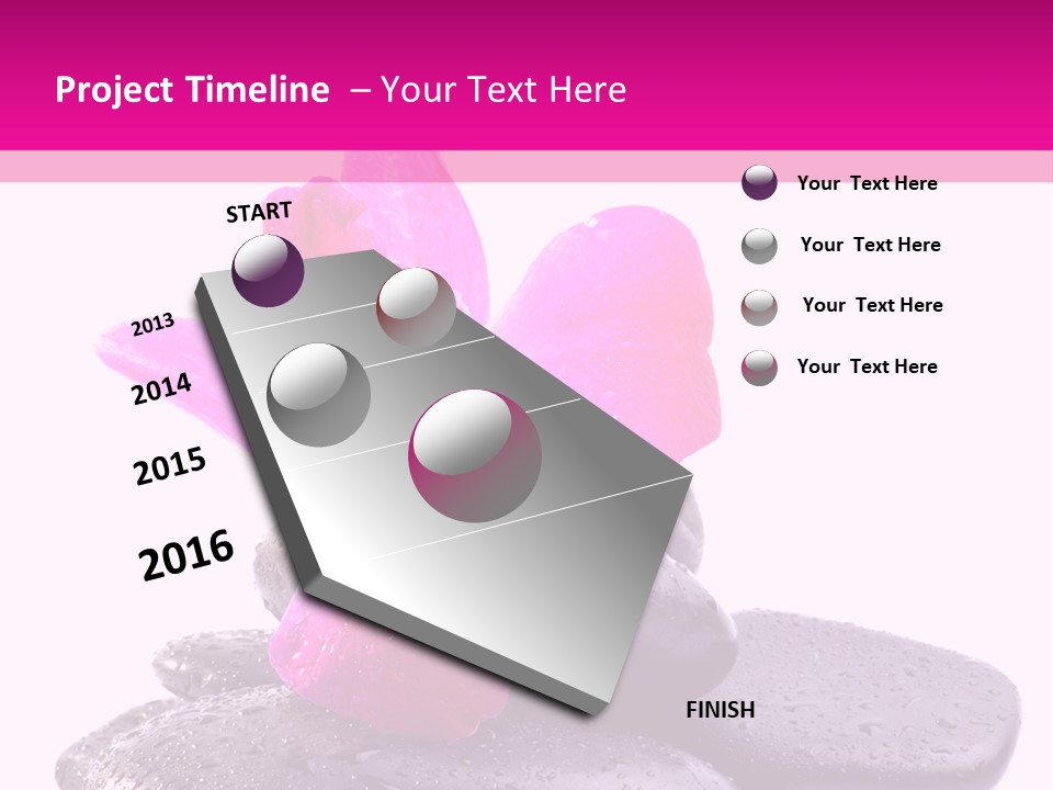 A Pink Flower Sitting On Top Of Black Rocks PowerPoint Template