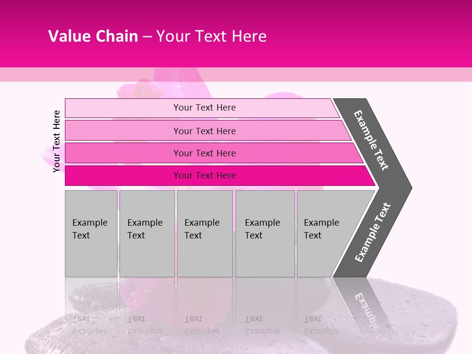 A Pink Flower Sitting On Top Of Black Rocks PowerPoint Template