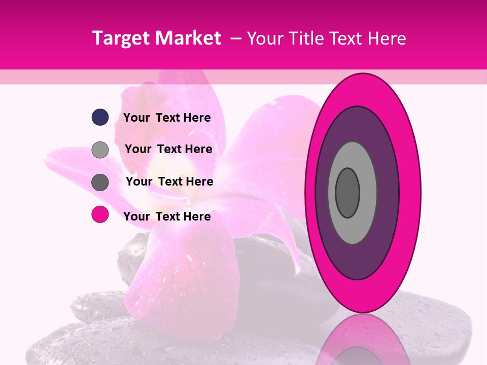 A Pink Flower Sitting On Top Of Black Rocks PowerPoint Template