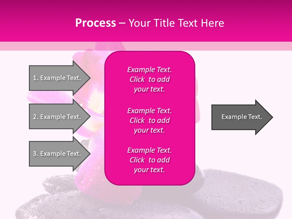 A Pink Flower Sitting On Top Of Black Rocks PowerPoint Template