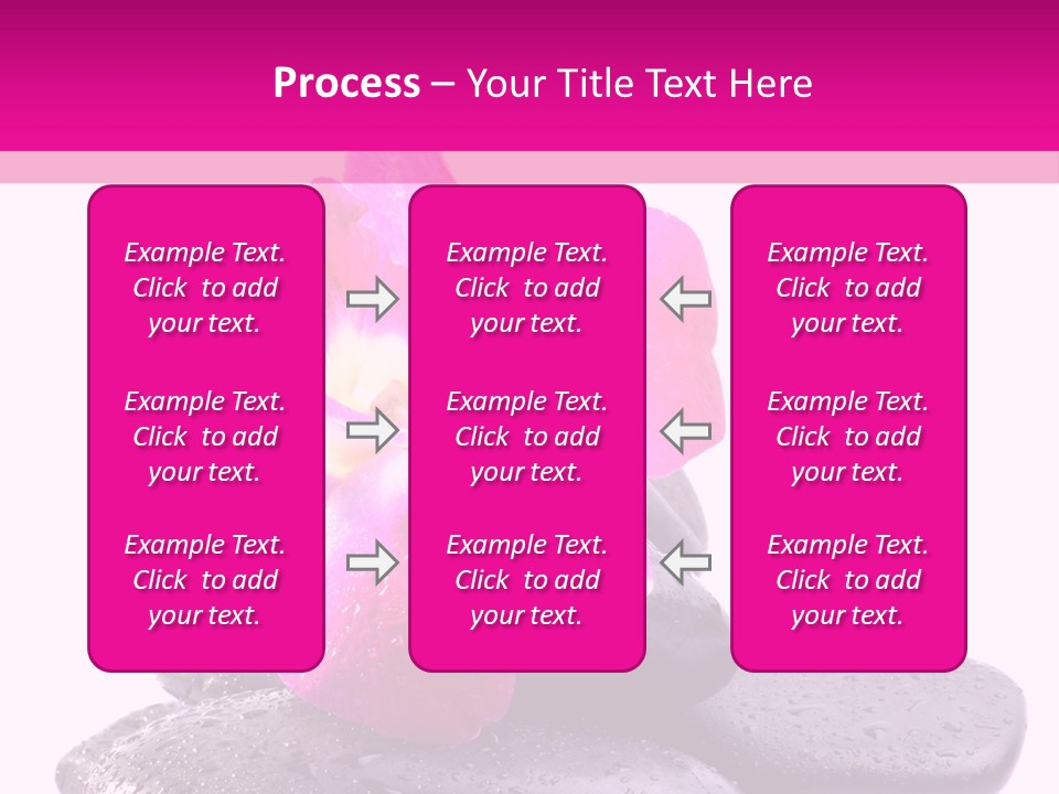 A Pink Flower Sitting On Top Of Black Rocks PowerPoint Template