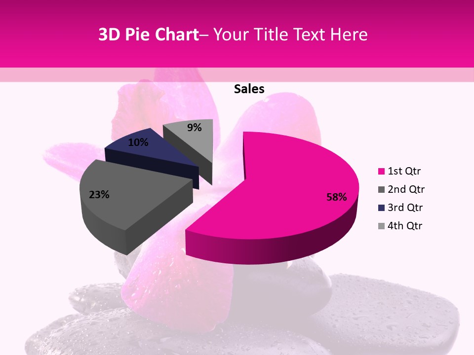 A Pink Flower Sitting On Top Of Black Rocks PowerPoint Template