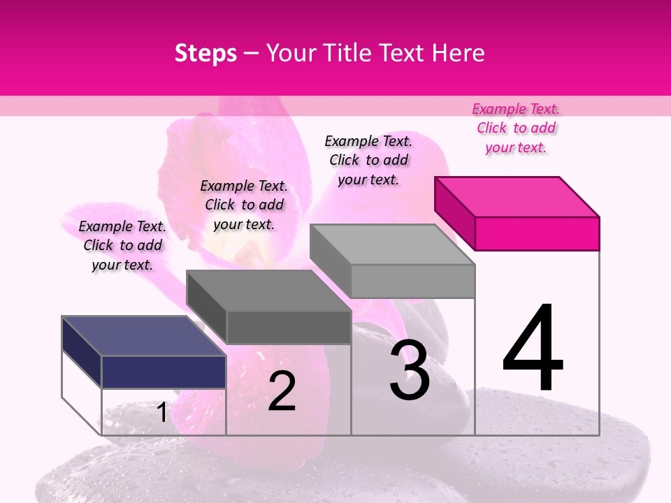 A Pink Flower Sitting On Top Of Black Rocks PowerPoint Template