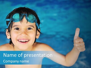 A Young Boy In A Swimming Pool Giving A Thumbs Up PowerPoint Template