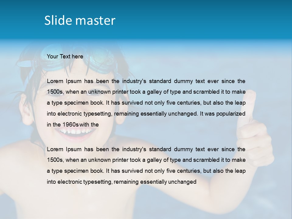 A Young Boy In A Swimming Pool Giving A Thumbs Up PowerPoint Template