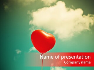 A Red Heart Shaped Balloon Floating In The Air PowerPoint Template