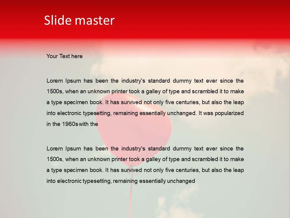 A Red Heart Shaped Balloon Floating In The Air PowerPoint Template