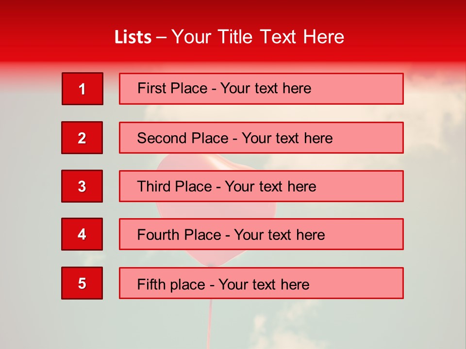 A Red Heart Shaped Balloon Floating In The Air PowerPoint Template