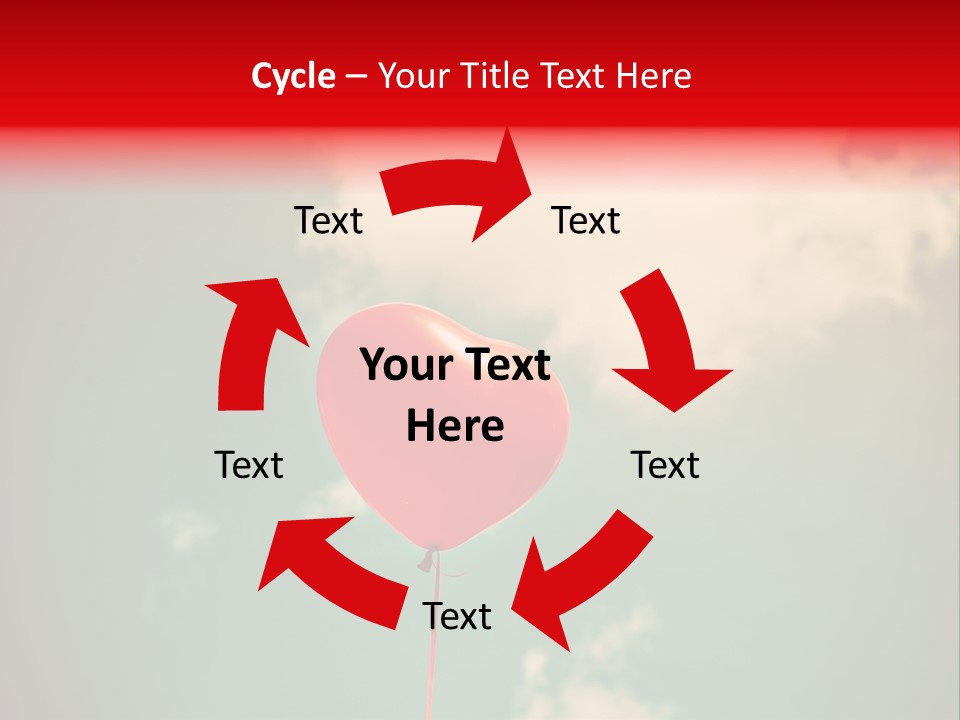 A Red Heart Shaped Balloon Floating In The Air PowerPoint Template