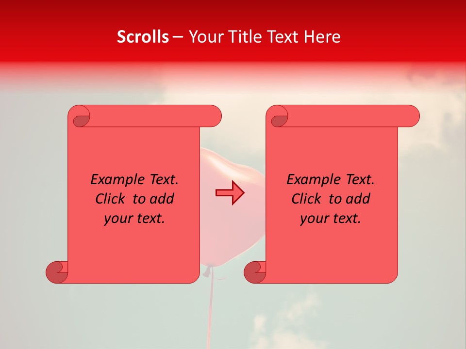 A Red Heart Shaped Balloon Floating In The Air PowerPoint Template