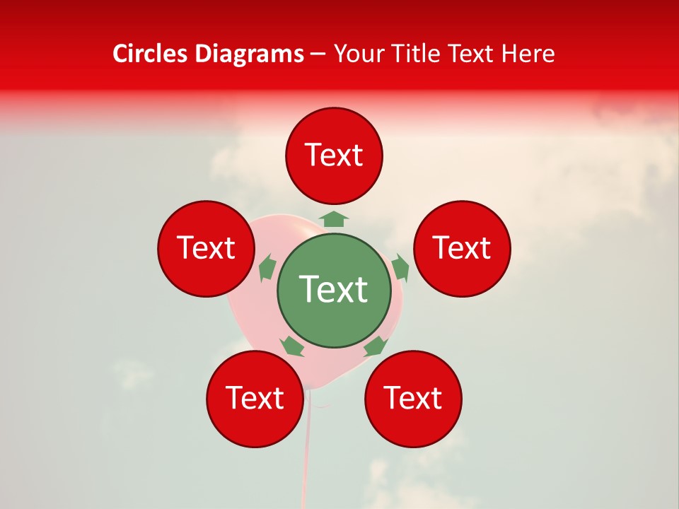 A Red Heart Shaped Balloon Floating In The Air PowerPoint Template