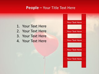 A Red Heart Shaped Balloon Floating In The Air PowerPoint Template
