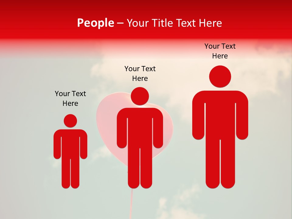 A Red Heart Shaped Balloon Floating In The Air PowerPoint Template