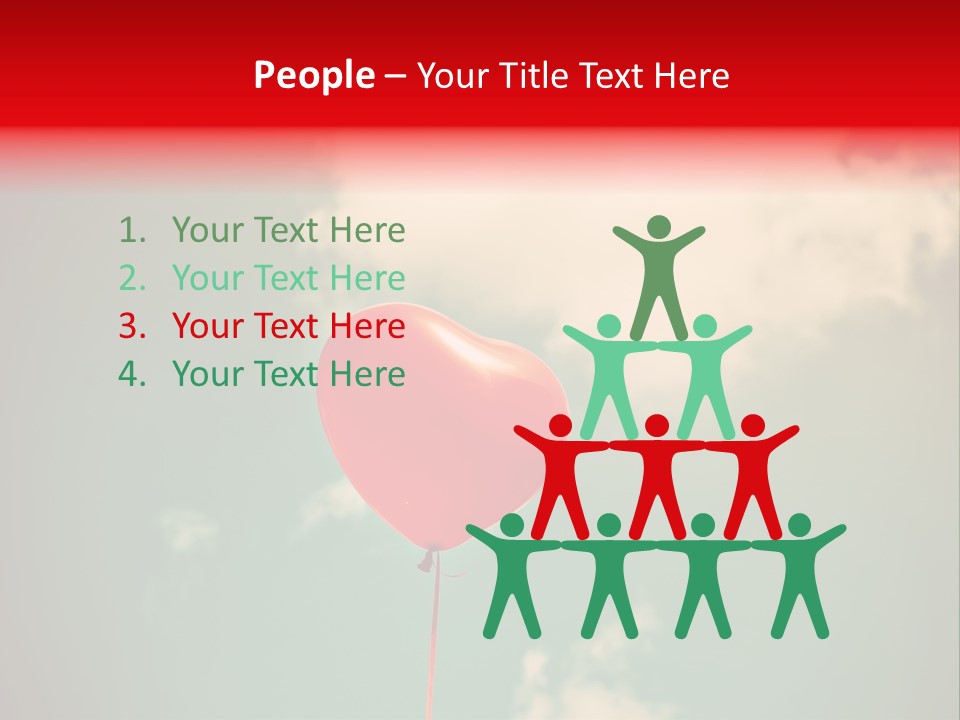 A Red Heart Shaped Balloon Floating In The Air PowerPoint Template