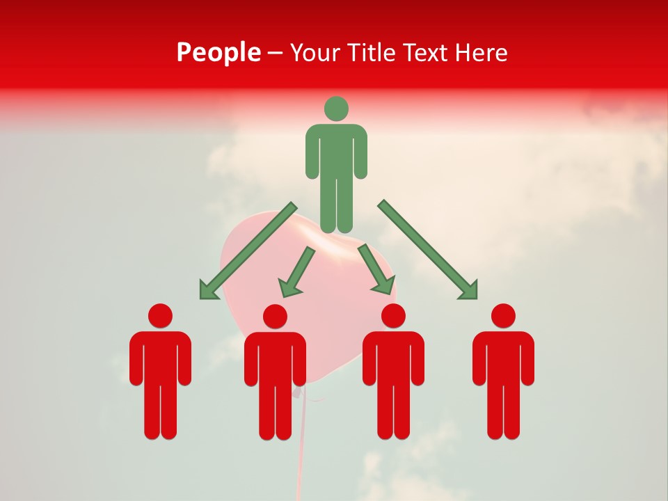 A Red Heart Shaped Balloon Floating In The Air PowerPoint Template