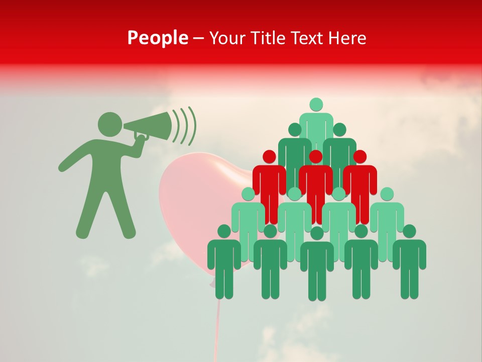 A Red Heart Shaped Balloon Floating In The Air PowerPoint Template