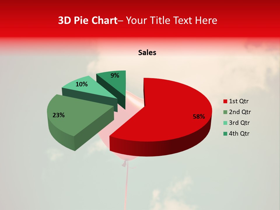 A Red Heart Shaped Balloon Floating In The Air PowerPoint Template