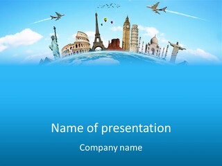 A Blue Sky With A Bunch Of Different Types Of Buildings PowerPoint Template