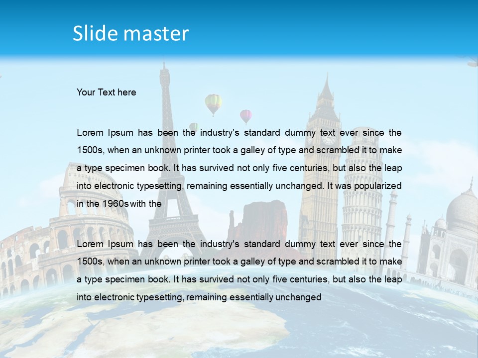 A Blue Sky With A Bunch Of Different Types Of Buildings PowerPoint Template